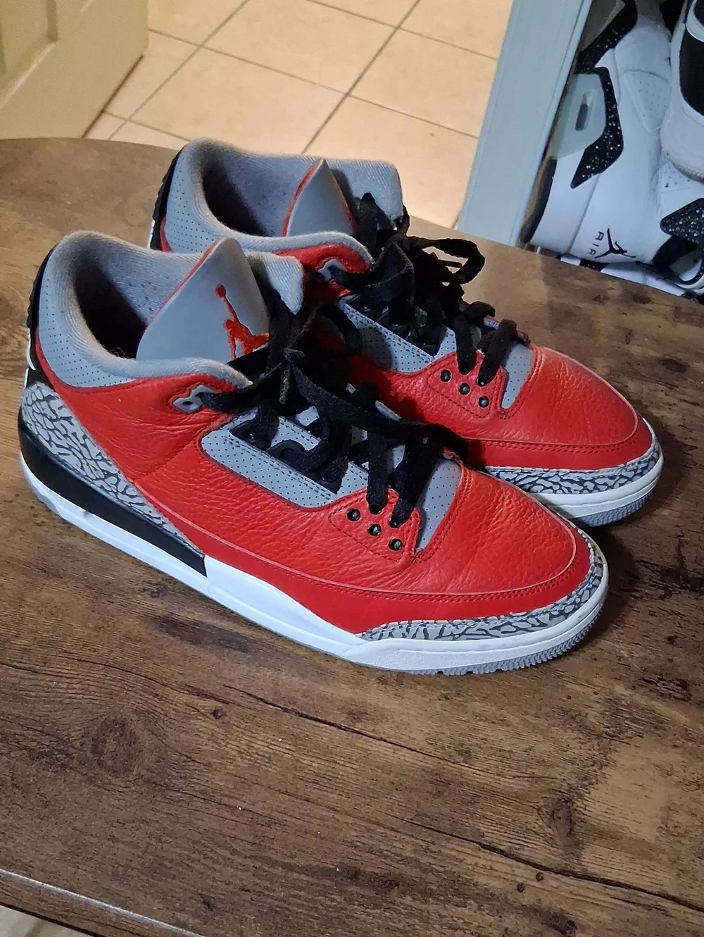 Jordan Men’s Red and Gray Retro Sneakers